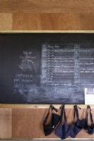Blackboard with picking rotas at a flower farm