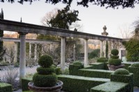Box parterre at Iford Manor in January