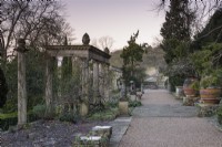 The Great Terrace at Iford Manor, Wiltshire in January