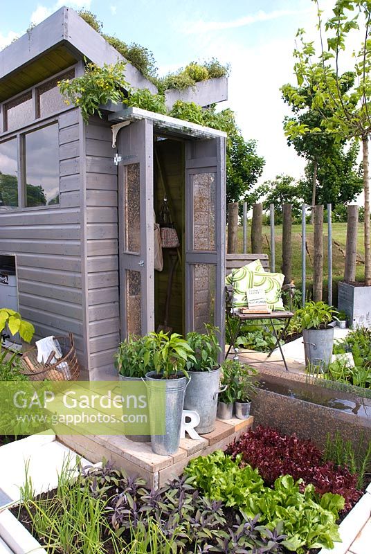 Shed with Thyme roof and solar panels - The Garden of three r's, Gardeners' World Live 2008