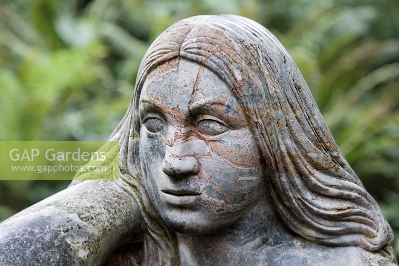Sculpture of a Wood Nymph (Goddess of the Woods) in the Stumpery, Highgrove Garden, 2007.
