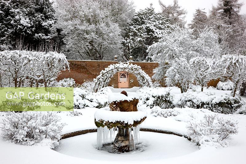The Walled Garden in snow, Highgrove Garden, January 2010.