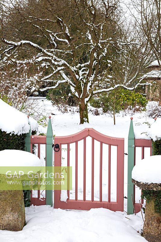 Gateway to the Cottage Garden, Highgrove in snow, January 2013
