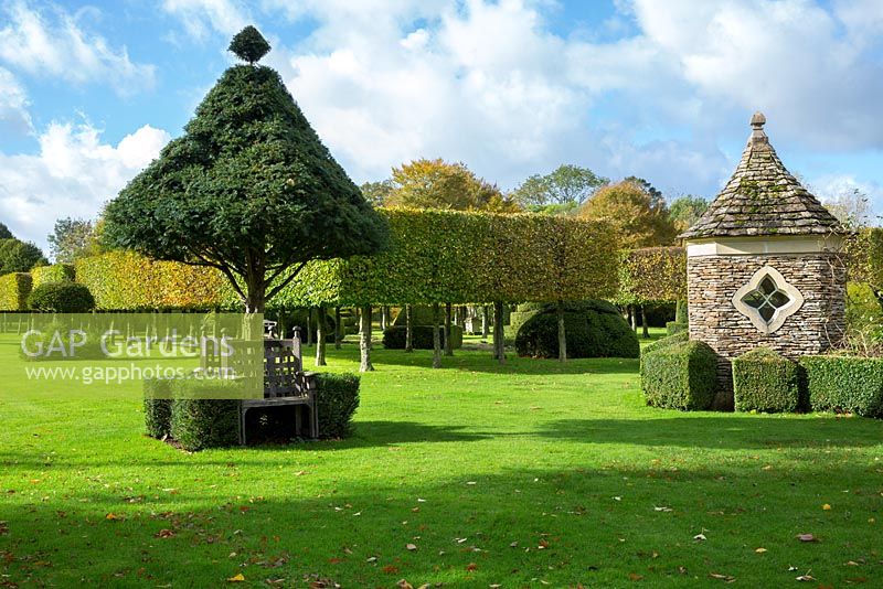 Pepper Pot Pavilion and the 'Lawn', Highgrove Garden, October 2013.  