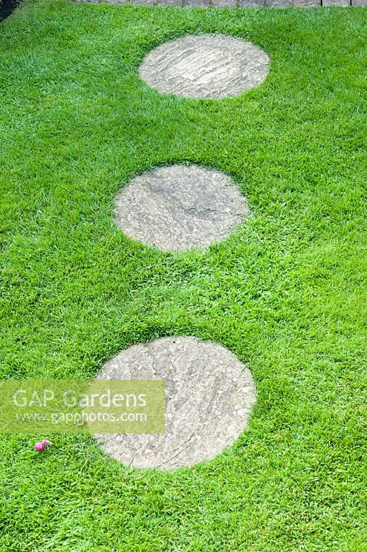 Stepping stones built into a lawn