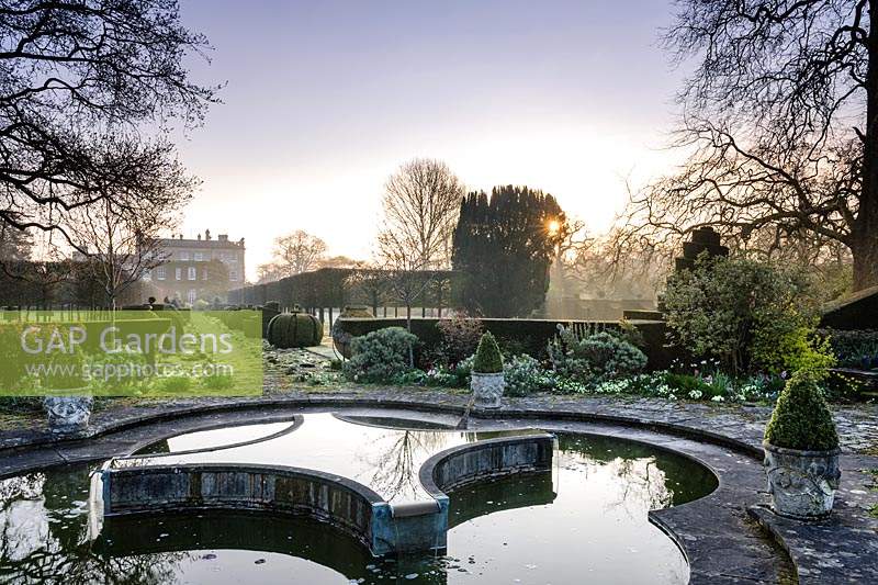 The Lily Pool Garden at Highgrove House, March, 2019.