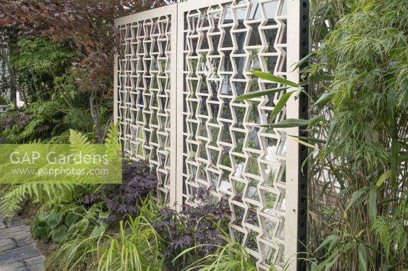 Metal screen in The Lexus Kansho-niwa Experience garden at BBC Gardener's World Live 2022