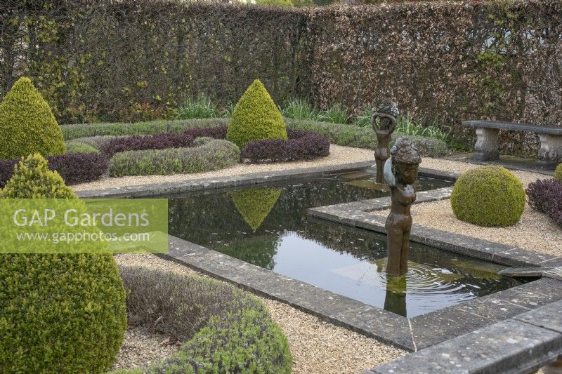 Formal Pool and Knot Garden at Barnsdale Gardens, April
