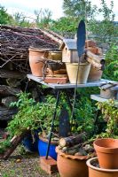 Clay pots and a bird-box 