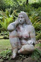 Sculpture of a Wood Nymph (Goddess of the Woods) in the Stumpery. Highrove Garden, August 2007.  