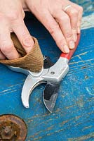Protecting Ratchet Secateurs by oiling and lubricating metal sections