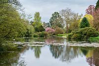 The lake at Millichope Park, an English landscape garden dating from 18th century.