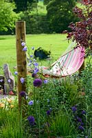 Rainbow Hammock in Naturalistic Water Garden - Jackie Knight's Just Add Water - RHS Chatsworth Flower Show 2017. Designer: Jackie Sutton  -Built and sponsored by Jackie Knight Landscapes