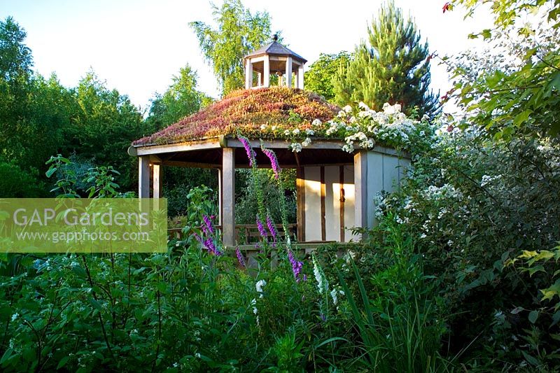 Summerhouse with living roof of Sedums at Lower Severalls in Somerset