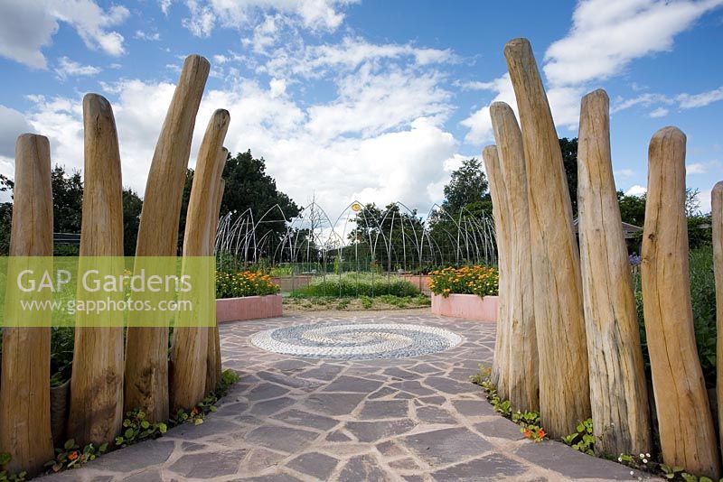 The entrance to the worlds first biodynamic display garden at Ryton organic gardens in Warwickhire