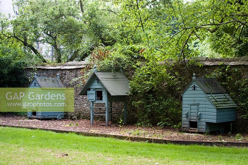 Poultry sheds in garden - Cranborne Manor Gardens