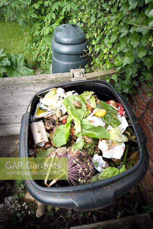 Waste in a compost bin