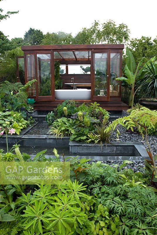 Exotic bathing area in The Burgbad Sanctuary - RHS Hampton Court Flower Show 2008