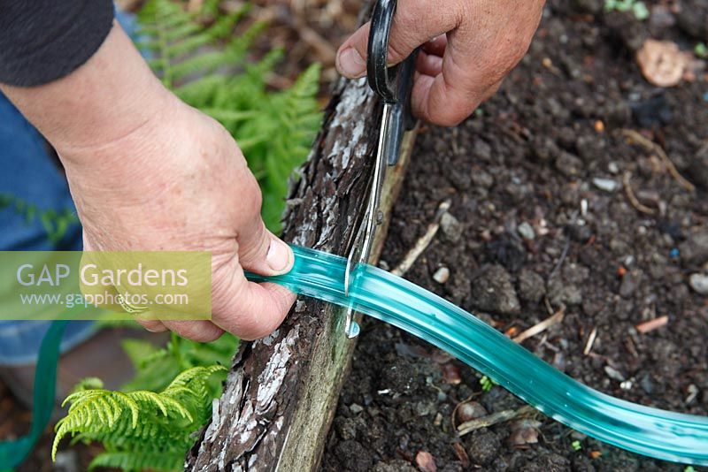 Garden watering system - Step 3 - Cut the seep hose to length