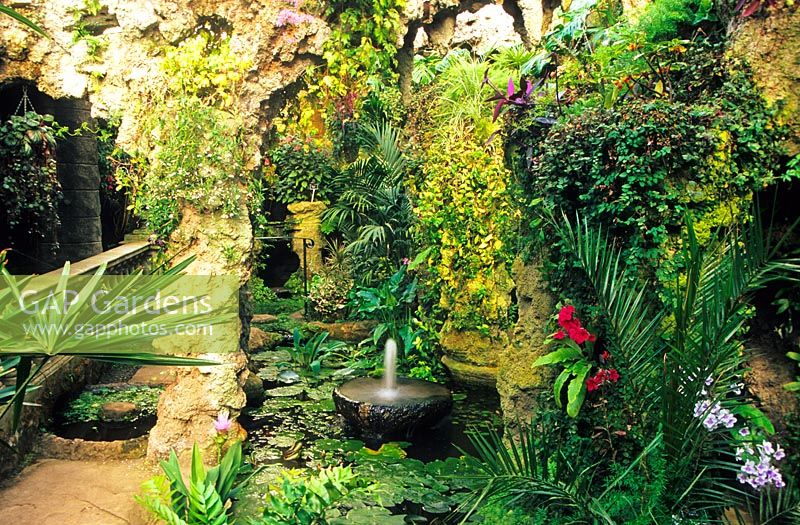 Part of the underground Grottos - The Lion Grotto. Dewstow Gardens and Grottos, Caewent, Monmouthshire.