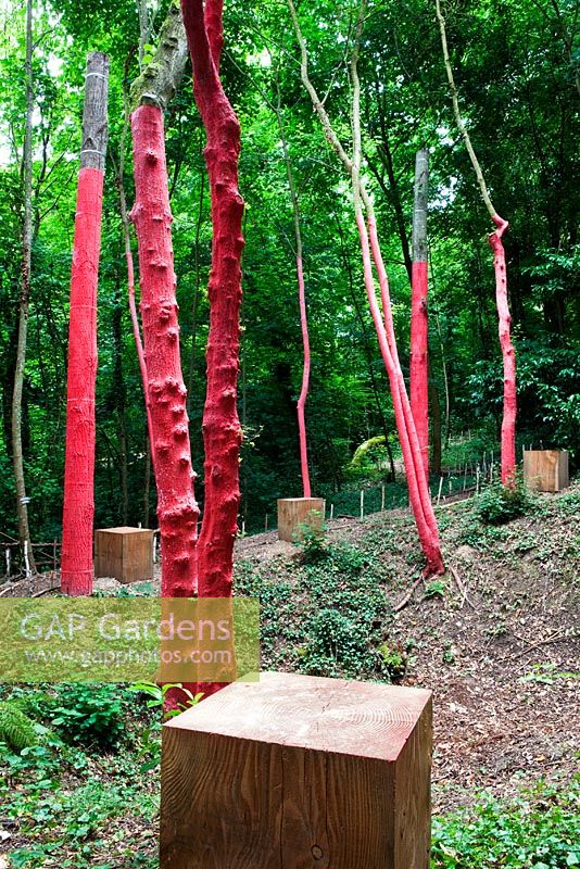 Painted trees - International Gardens Festival, Chaumont-sur-Loire, France 2009
