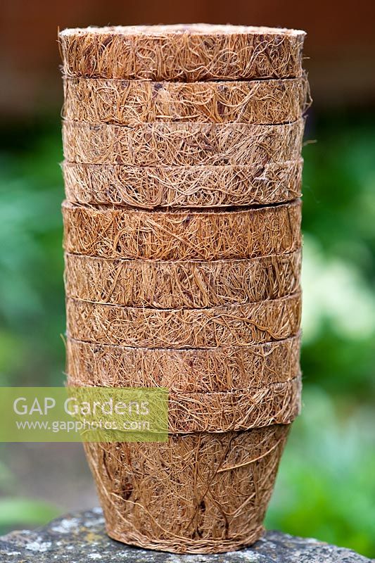 Flower pots made from coconut husk