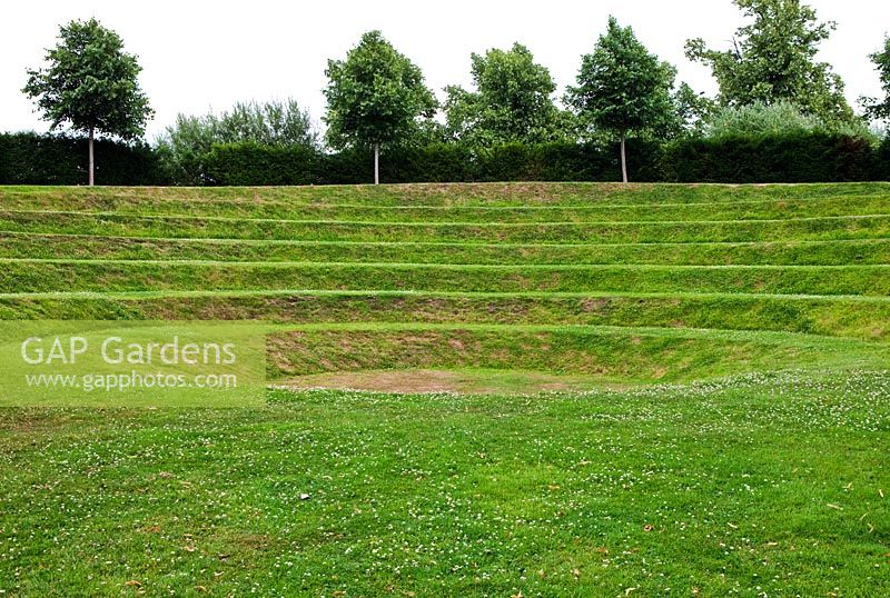 Landform by Kim Wilkie. Great Fosters, Surrey, July. Historic Garden Grade II. 