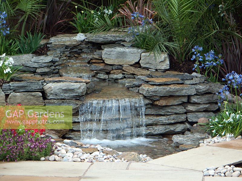 Waterfall and rock garden. Aughton Green Landscapes - RHS Tatton Park 2010