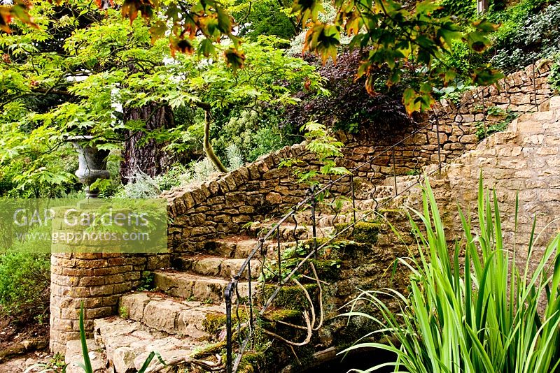 The Banks and lower garden, Kiftsgate Court Garden. Chipping Campden, Gloucestershire. UK