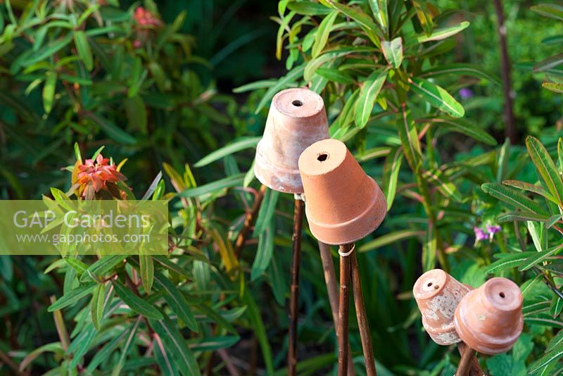 Clay pots used as cane toppers