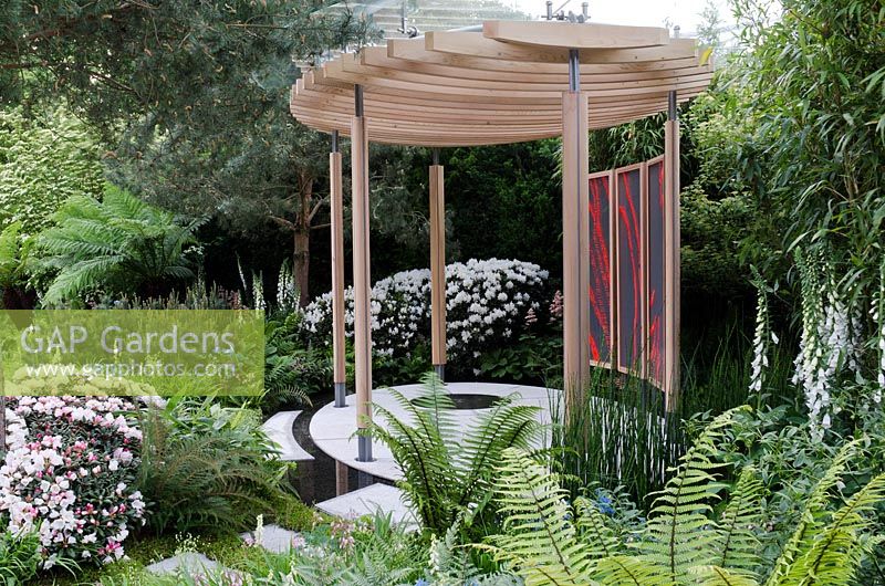 Circular pavilion in The Homebase Cornish Memories Garden - Silver Gilt Medal Winner, RHS Chelsea Flower Show 2011