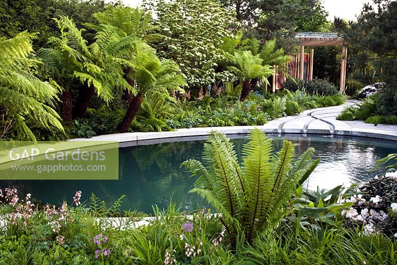 Granite-edged natural swimming pool in 'The Homebase Cornish Memories Garden' - Silver Gilt Medal Winner, RHS Chelsea Flower Show 2011
 