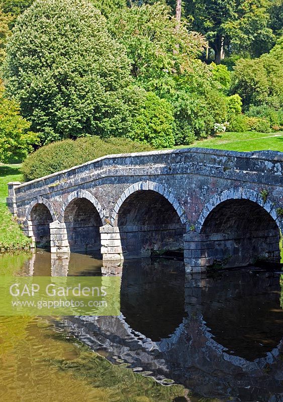 The Palladian Bridge at Stourhead Gardens, Wiltshire, UK, early September. Designed by Henry Hoare
 