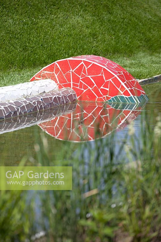 Waterfeature of colourful mosaic. Conceptual garden showing unique physiographic feature of Suncheon Bay. Designer - Jihae Hwang.