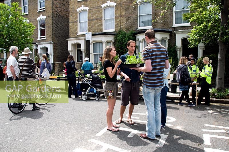 Wilberforce Road plant sale, an urban street event in the London Borough of Hackney, UK