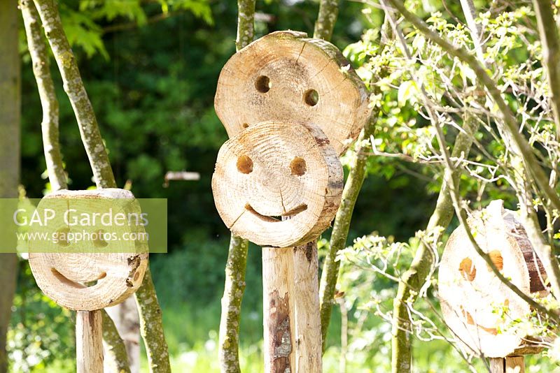 Smiley faces made of trunk disks.