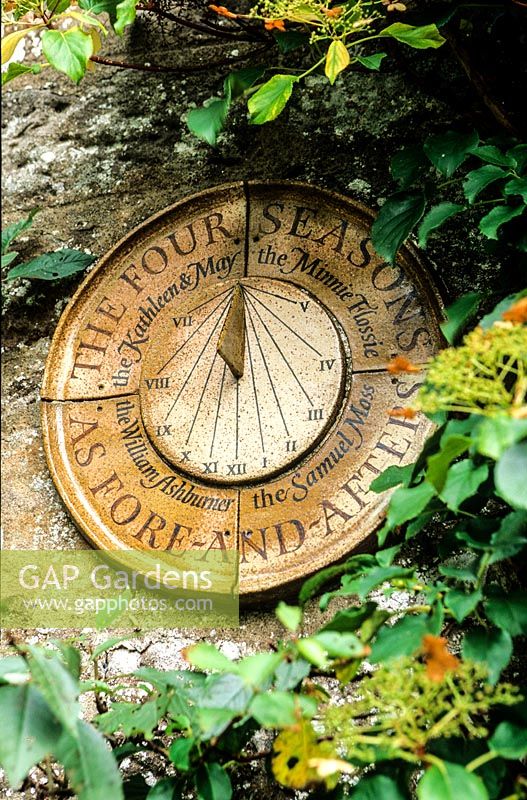 The Four Seasons sundial at Little Sparta, Dunsyre, Lanark, Lanarkshire. Scotland. 