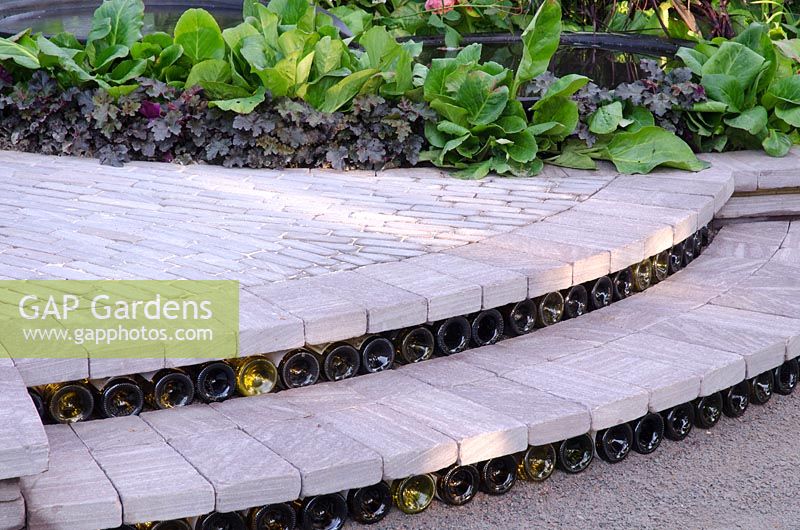 Steps with recycled bottles - Bacchus Garden, RHS Hampton Court Palace Flower Show 2014 - Design: Wardrop Designs