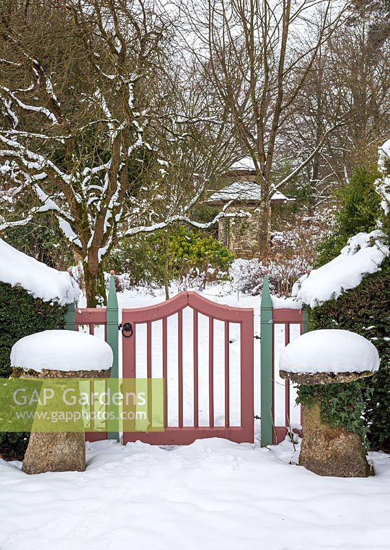 Gateway to the Cottage Garden, Highgrove in snow, January 2013