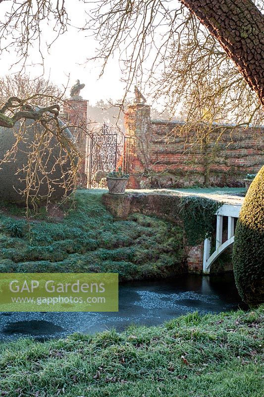 Inner moat and bridge. Helmingham Hall, Suffolk 