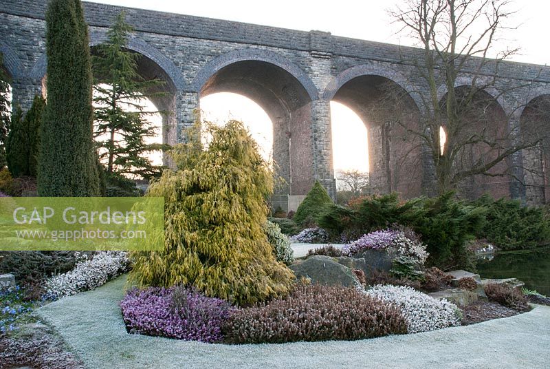 Kilver Court Garden with viaduct in the background