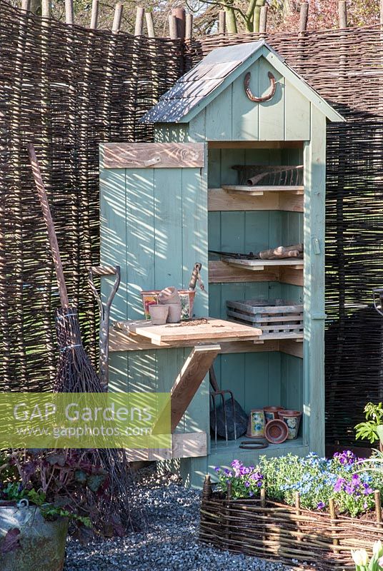 Blue painted sentry shed