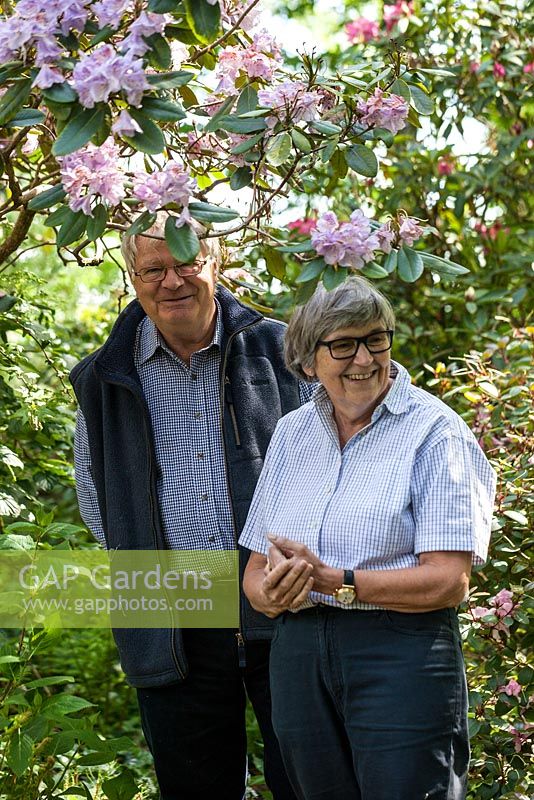 Claus and Barbara Scalabrin Laube in their garden - May, Scalabrin Laube Garten, Switzerland