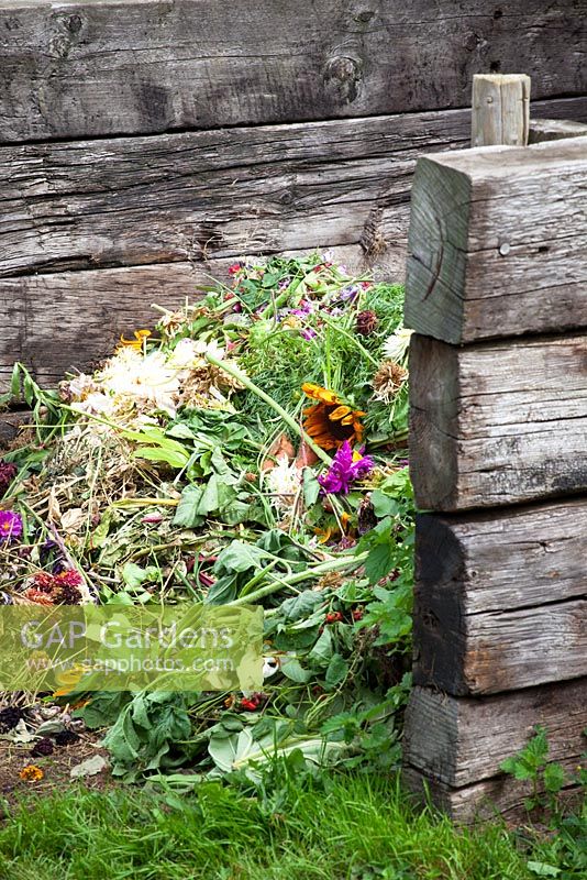 Compost bins made out of railway sleepers