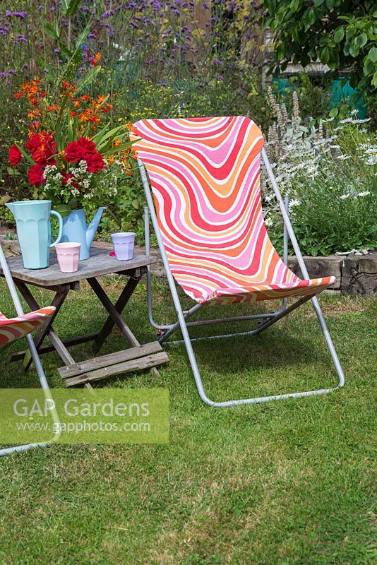 Refurbished deck chairs featuring a funky design