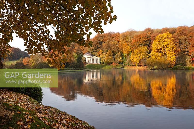 Stourhead Gardens - Autumn trees and lake - Wiltshire, UK