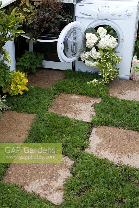 Washing Machine planter in the Recycled and reused garden BBC Gardeners World Live 2015