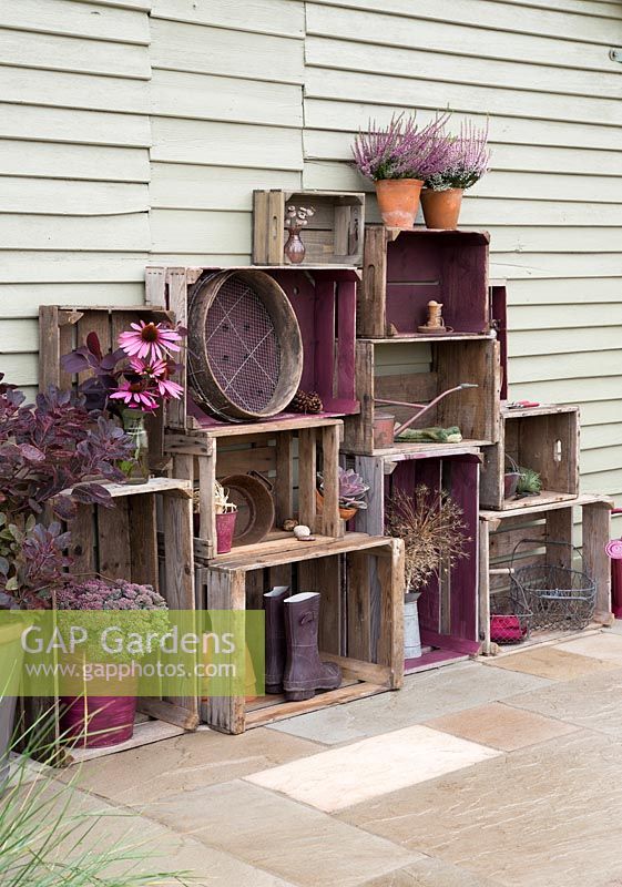 Vintage wooden crate storage