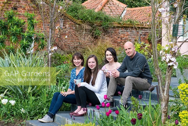 Garden designer Sue Townsend, with husband Andrew Turner, and their daughters Kitty, 17, and Ella, 19.