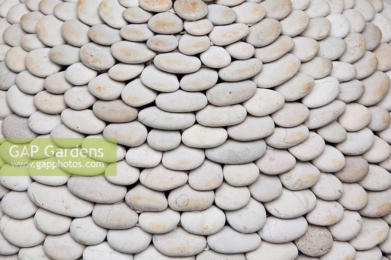 Detail of sculpture of river-washed pebbles by David Harber